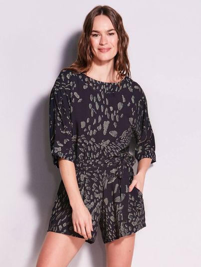 Cropped Mangas Amplas Saara Estampa Saara Preto 1