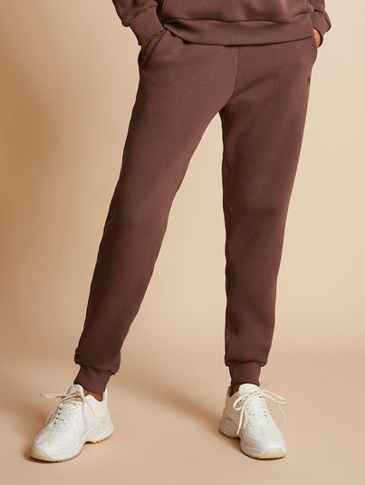 Calça De Moletom Oversized Com Bolso Marrom Bronze