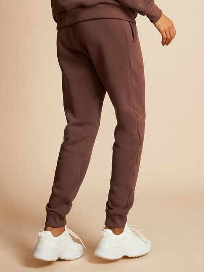 Calça De Moletom Oversized Com Bolso Marrom Bronze