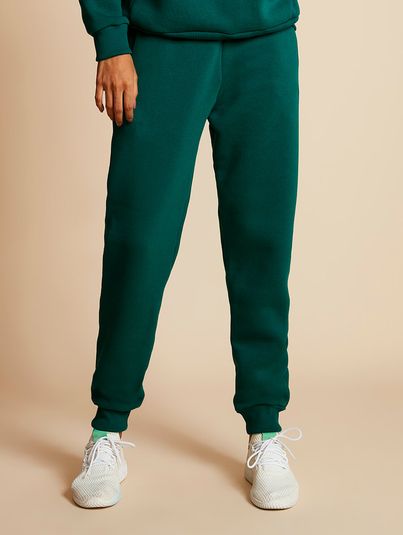 Calça De Moletom Oversized Com Bolso Verde Malaquita