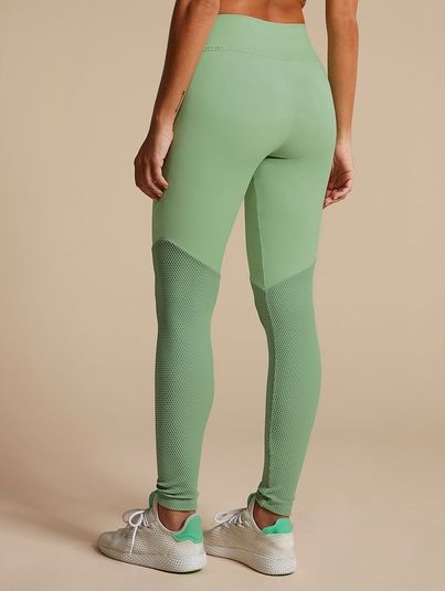 Calça Legging Recorte Em Tela Verde Figo