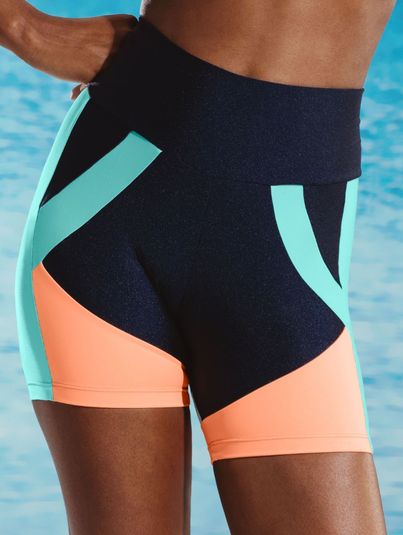 Shorts Fit Block Tri Marinho/azul Acqua/laranja