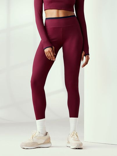 Calça Legging Canelada Bicolor Vinho Tech/marinho