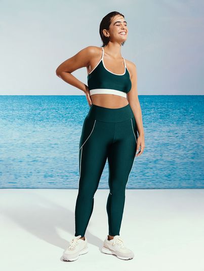 Calça Legging Recortes Verde Amazonita