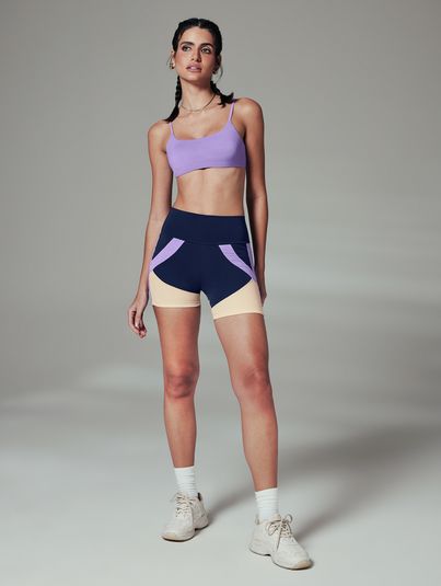 Shorts Fit Block Tri Azul Blues / Lilas / Off White