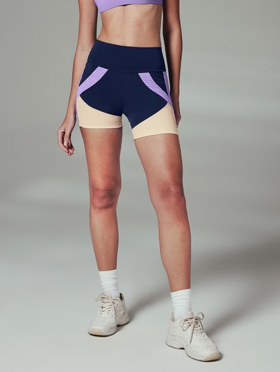 Shorts Fit Block Tri Azul Blues / Lilas / Off White