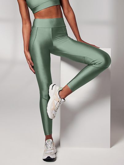 Calça Legging Recortes Com Bolso Verde Shark