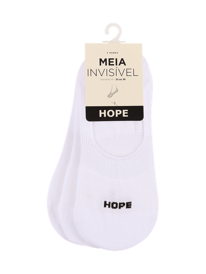 Kit Com 3 Pares De Meia Invisível Em Algodão Branco