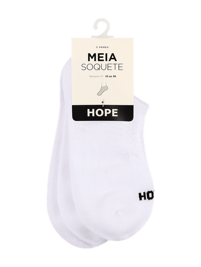 Kit Com 3 Pares De Meia Soquete Em Algodão Branco