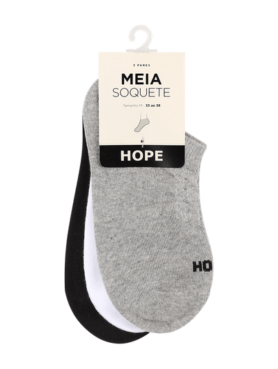 Kit Com 3 Pares De Meias Soquete Em Algodão Cinza Mescla/preto/branco