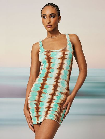 Vestido Regata Estampa Tie Dye Enseada Tropical