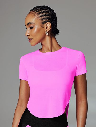 T-shirt Cropped Básica Pink Jelly