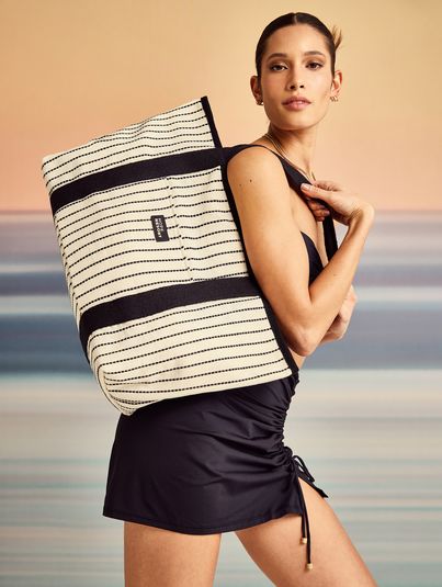 Bolsa Praia Hope Resort Bicolor Off White E Preto