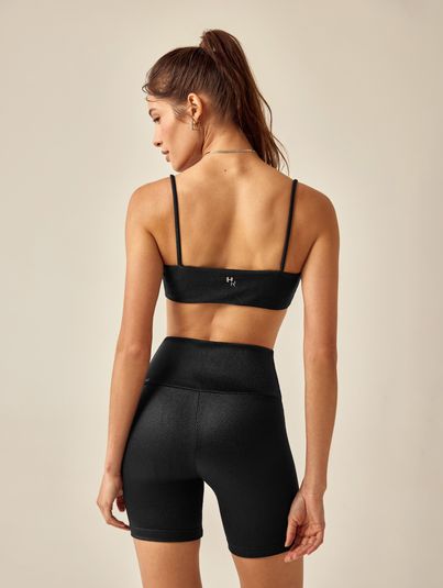 Conjunto Top Alças Finas E Bermuda Básica Preto Duna
