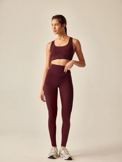 Calça Legging Cós Alto Corte A Fio Vinho Douro