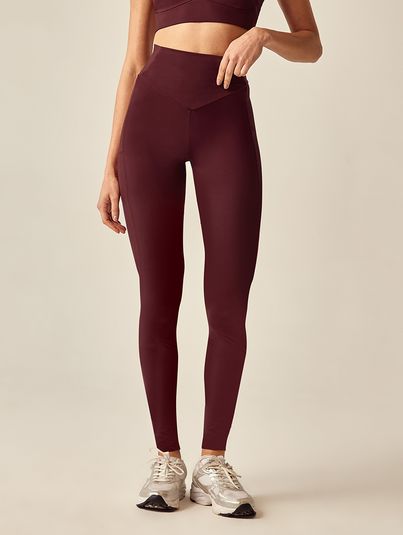 Calça Legging Cós Alto Corte A Fio Vinho Douro