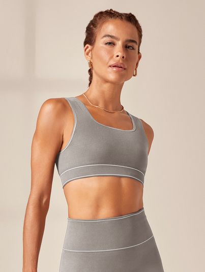 Top Comfort Decote Reto Sem Costura Cinza Neblina