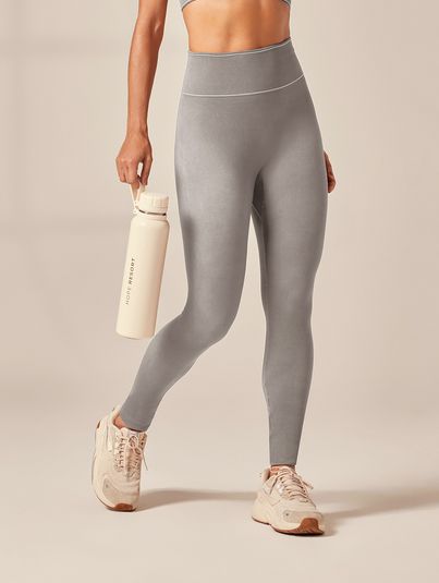 Calça Legging Cós Alto Sem Costura Cinza Neblina