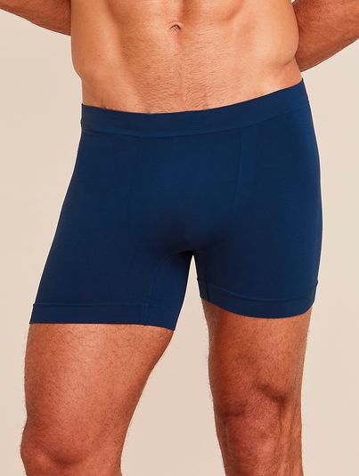 Cueca Boxer Sem Costura Em Microfibra Light Azul Cedro - HOPE