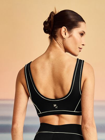 Top Alças Largas Com Vivo Contrastante Bicolor Preto E Off White Nata