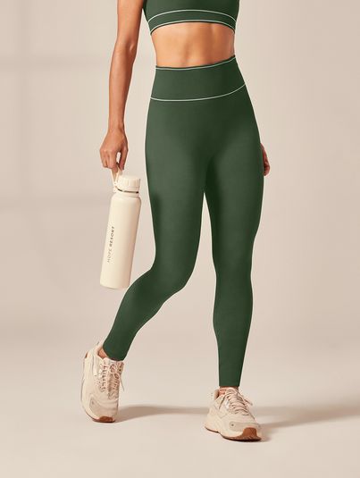 Calça Legging Cós Alto Sem Costura Verde Croco