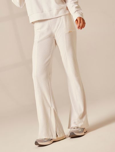 Calça Flare Com Fenda Off White
