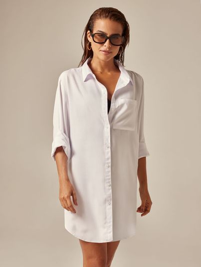 Camisa Básica Alongada Branco