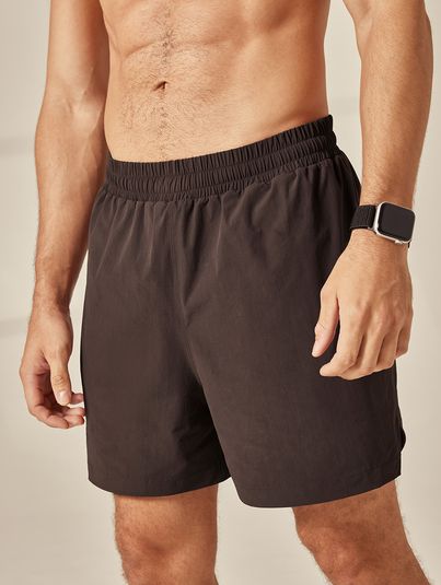 Shorts Runner Fitness Masculino Médio Com Passante Para Camiseta Marrom Cafe