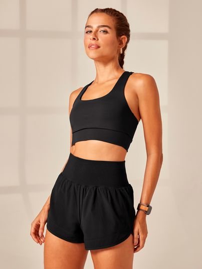 Shorts Runner Cós Canelado Preto
