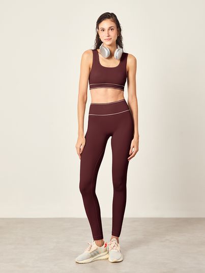 Calça Legging Cós Alto Sem Costura Vinho Douro