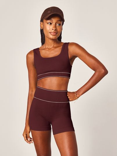 Shorts Fit Cós Alto Sem Costura Vinho Douro