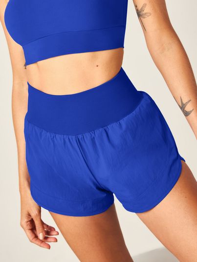 Shorts Runner Cós Canelado Azul Agata