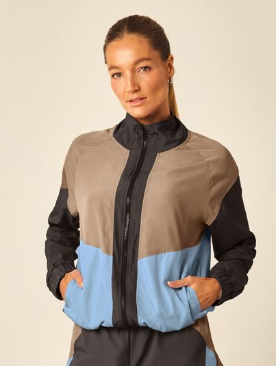 Jaqueta Fit Block Tri Cinza/bege/azul Malibu