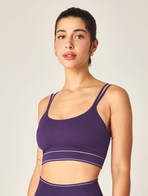 Top Alças Finas E Duplas Sem Costura Roxo Safira