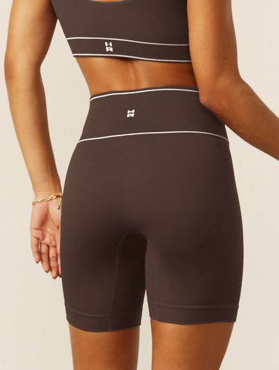 Bermuda Cós Alto Sem Costura Marrom Carvalho 4