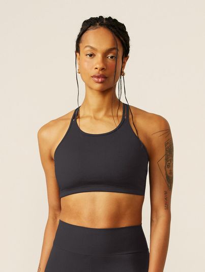 Top Cropped Canelado Preto