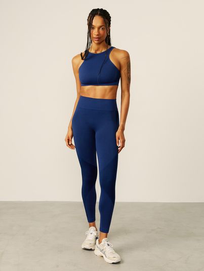 Calça Legging Texturizada Sem Costura Azul Coralino 1