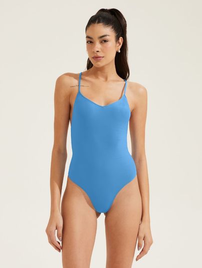 Maiô Alças Finas Fio Com Detalhe Costas Torcido Azul Fresh 1