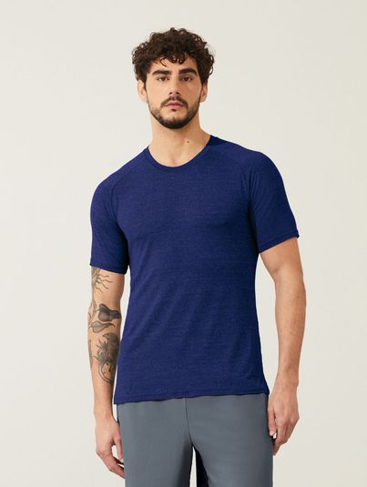 Camiseta Mescla Masculina Raglan Manga Curta Azul Agata Mescla 1