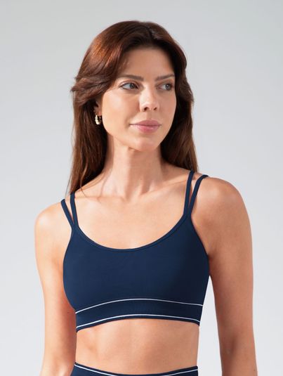 Top Alças Finas E Duplas Sem Costura Azul Marinho Navy 1