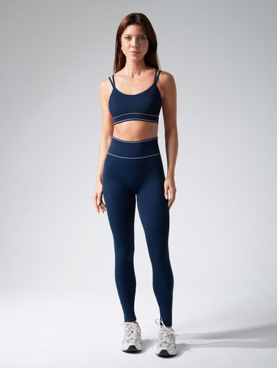 Calça Legging Cós Alto Sem Costura Azul Marinho Navy 1